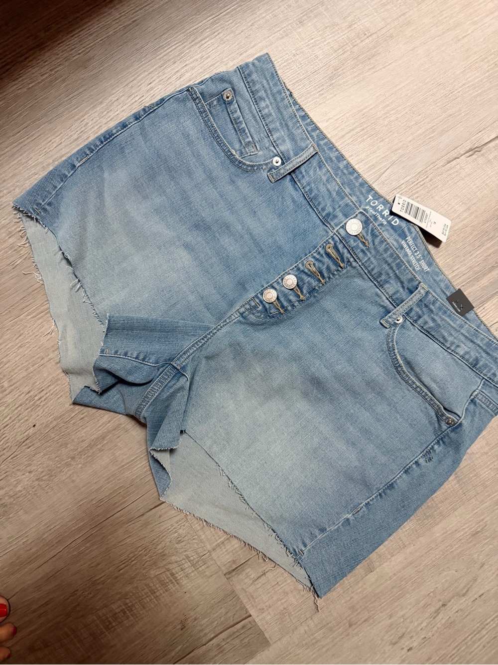 torrid Light Wash High-Rise Button-Fly Denim Shorts